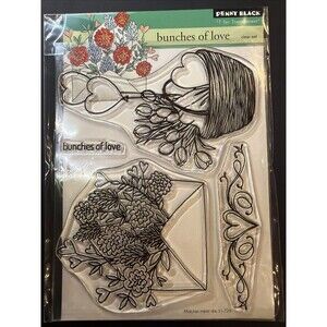 NEW PENNY BLACK STAMP Bunches of Love envelope heart floral flowers balloons